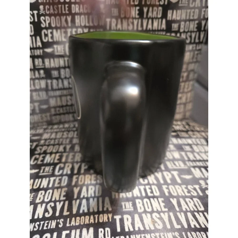 NWT Rae Dunn Wicked Black Coffee Mug Green Interior